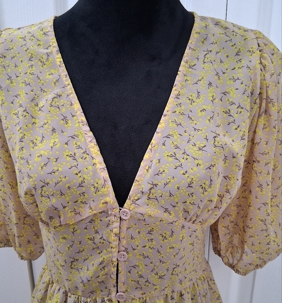 Floral Semi Sheer Summer Maxi Dress Size S - Picture 2 of 16